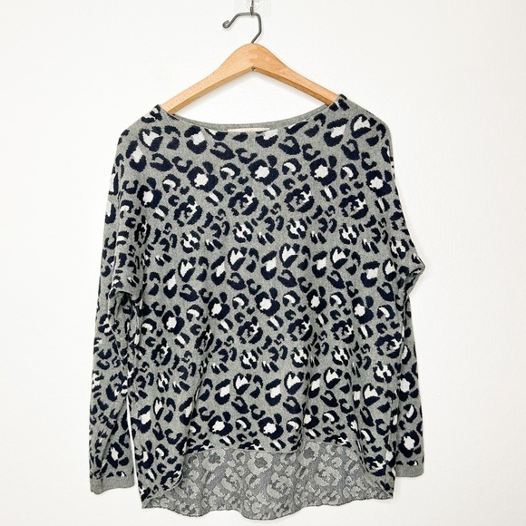 Ann Taylor‎ LOFT Neutral Leopard Animal Print High Low Knit Sweater Top Small S - Picture 2 of 9